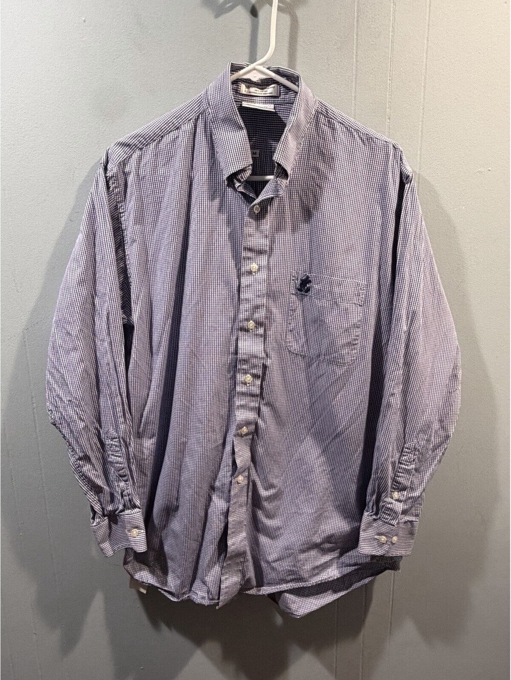 Mens Disneyland Resort Shirt Size Medium Long Sleeves White Blue Stripes